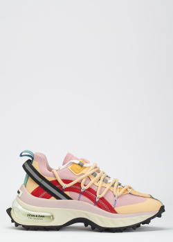 Розовые кроссовки Dsquared2 с цветными вставками, фото
